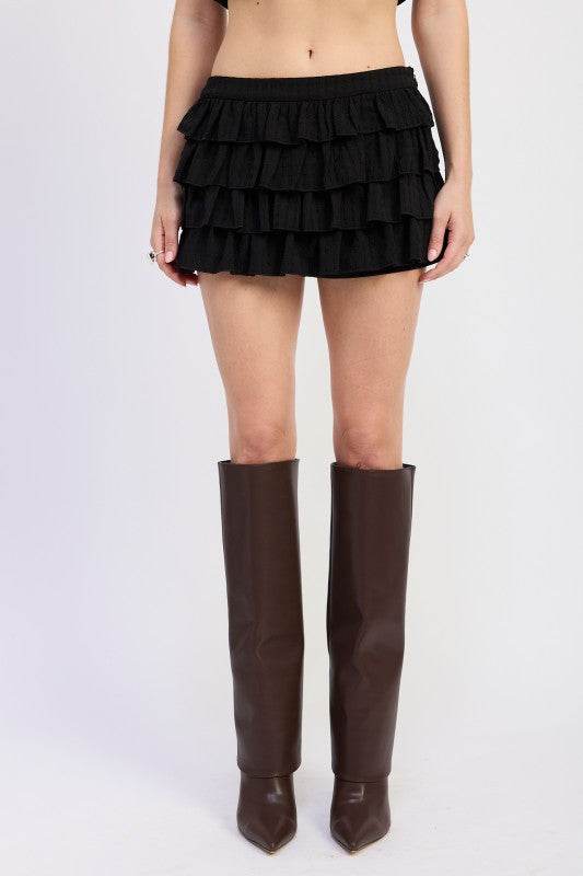 TIERED RUFFLE MINI SKIRT - Shop Style & More | Fresh Looks, Everyday Deals & Free Shipping