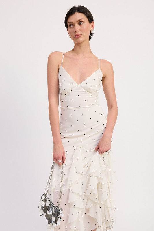 RUFFLED WRAP MAXI DRESS WITH CROSS BACK - Shop Style & More | Fresh Looks, Everyday Deals & Free Shipping