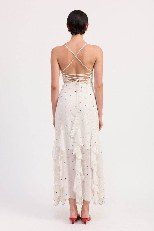 RUFFLED WRAP MAXI DRESS WITH CROSS BACK - Shop Style & More | Fresh Looks, Everyday Deals & Free Shipping