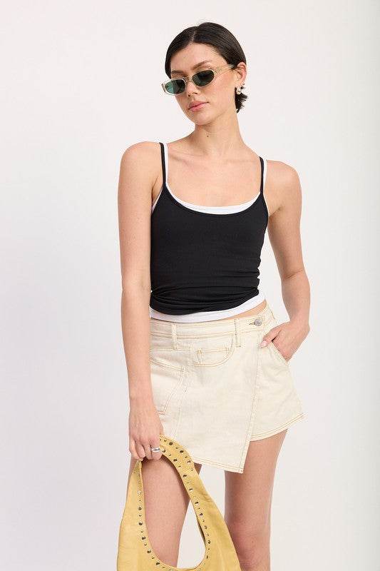 ASYMMETRICAL FOLD OVER DENIM SKORT - Shop Style & More | Fresh Looks, Everyday Deals & Free Shipping