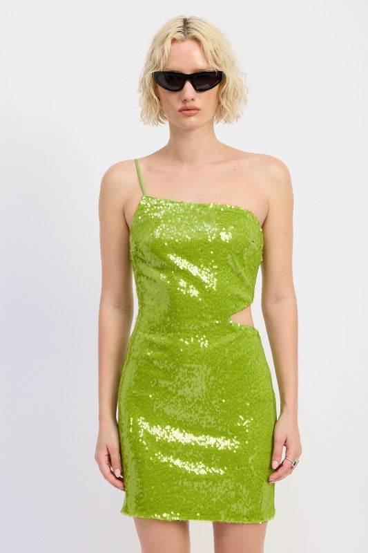 ONE SHOULDER SEQUIN MINI DRESS WITH CUT OUT - Shop Style & More | Fresh Looks, Everyday Deals & Free Shipping