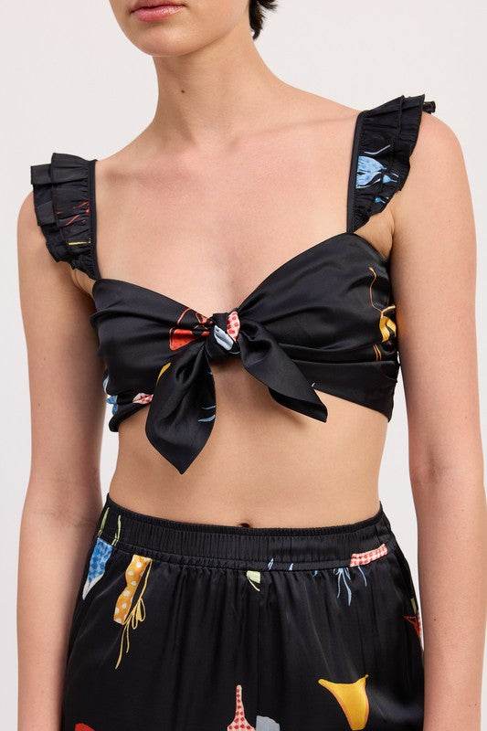 TIE FRONT BRALETTE TOP WITH PUFF SLEEVES - Shop Style & More | Fresh Looks, Everyday Deals & Free Shipping