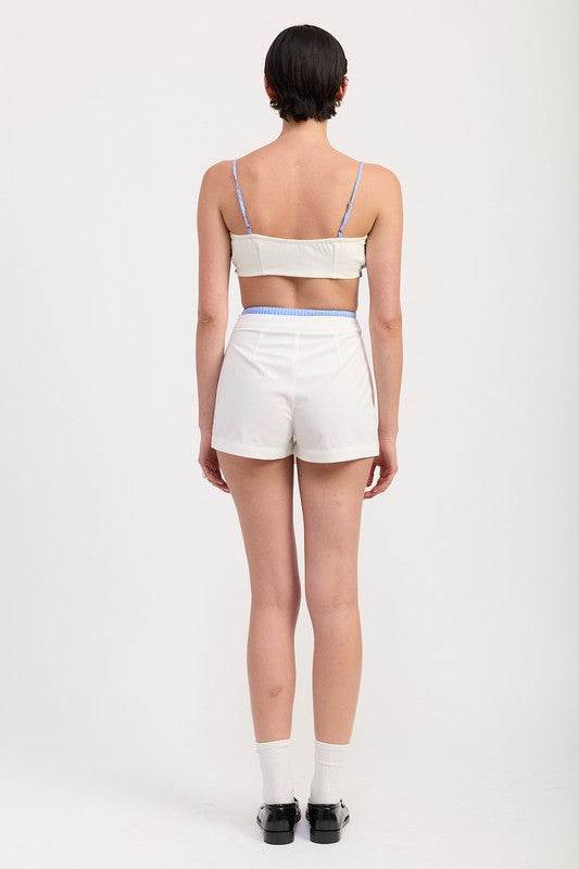 PLEATED CONTRAST TRIM SKORT - Shop Style & More | Fresh Looks, Everyday Deals & Free Shipping
