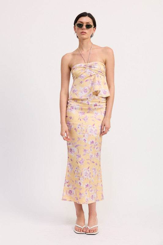 FLORAL STRAPLESS RUCHED HALTER TOP - Shop Style & More | Fresh Looks, Everyday Deals & Free Shipping