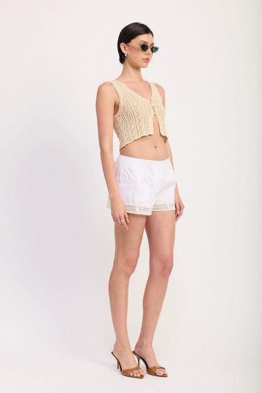 CROCHET BUTTON FRONT VEST TOP - Shop Style & More | Fresh Looks, Everyday Deals & Free Shipping
