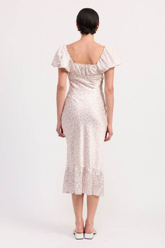 FLORAL PUFF SLEEVE MIDI DRESS - Shop Style & More | Fresh Looks, Everyday Deals & Free Shipping