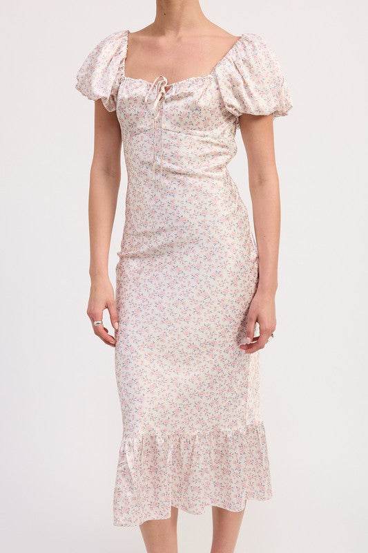 FLORAL PUFF SLEEVE MIDI DRESS - Shop Style & More | Fresh Looks, Everyday Deals & Free Shipping