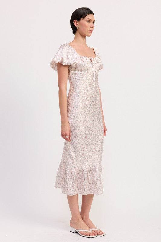 FLORAL PUFF SLEEVE MIDI DRESS - Shop Style & More | Fresh Looks, Everyday Deals & Free Shipping