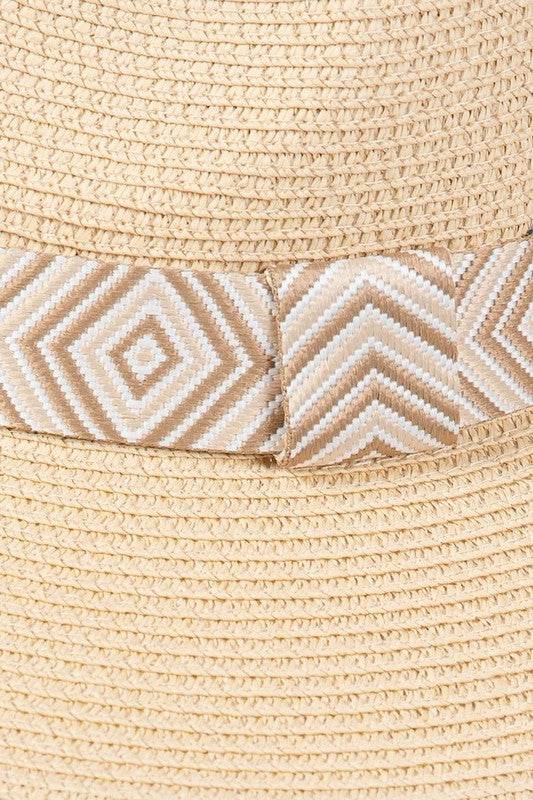 Aztec Jacquard Ribbon Straw Fedora Hat - Shop Style & More | Fresh Looks, Everyday Deals & Free Shipping