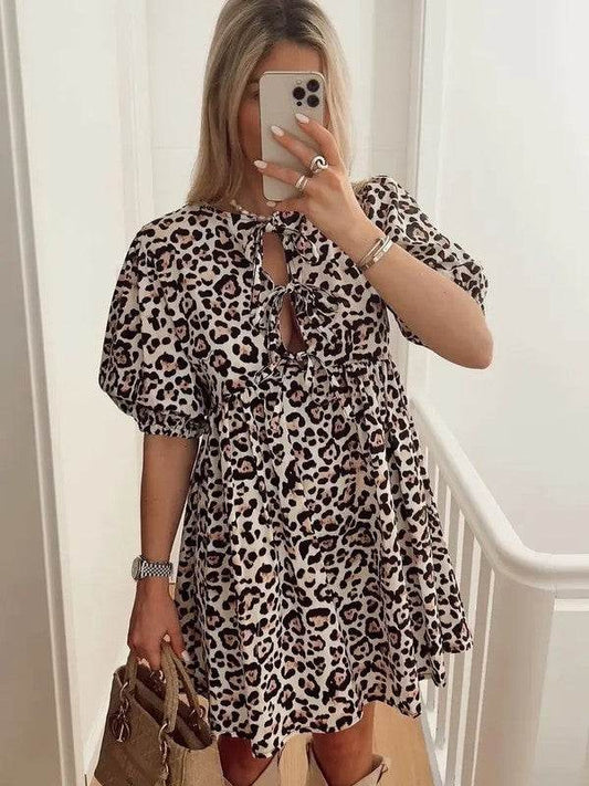 Leopard Bow Tie Front Dress - Shop Style & More | Fresh Looks, Everyday Deals & Free Shipping