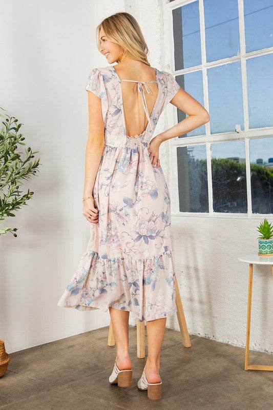 Lace Detailed Flutter Sleeve Ruffle Dress - Shop Style & More | Fresh Looks, Everyday Deals & Free Shipping