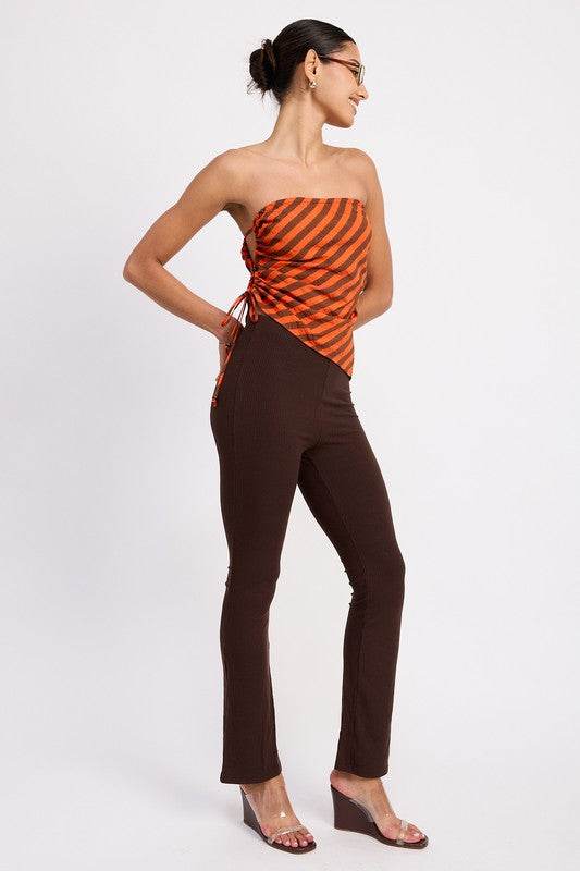 FITTED STRAPLESS STRIPE TOP WITH SIDE TIE ACCENT - Shop Style & More | Fresh Looks, Everyday Deals & Free Shipping