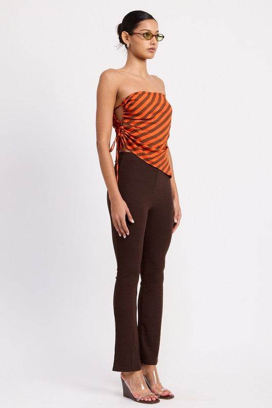 FITTED STRAPLESS STRIPE TOP WITH SIDE TIE ACCENT - Shop Style & More | Fresh Looks, Everyday Deals & Free Shipping