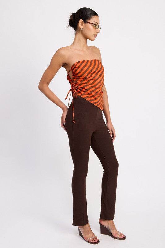 FITTED STRAPLESS STRIPE TOP WITH SIDE TIE ACCENT - Shop Style & More | Fresh Looks, Everyday Deals & Free Shipping