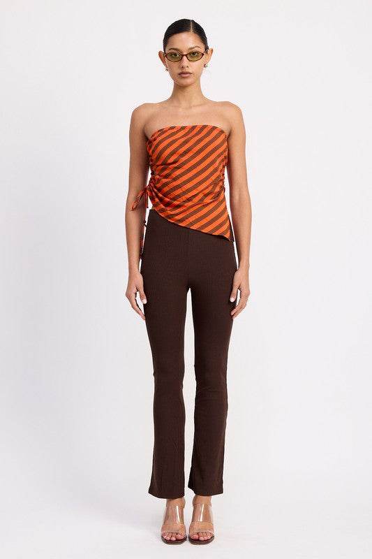 FITTED STRAPLESS STRIPE TOP WITH SIDE TIE ACCENT - Shop Style & More | Fresh Looks, Everyday Deals & Free Shipping