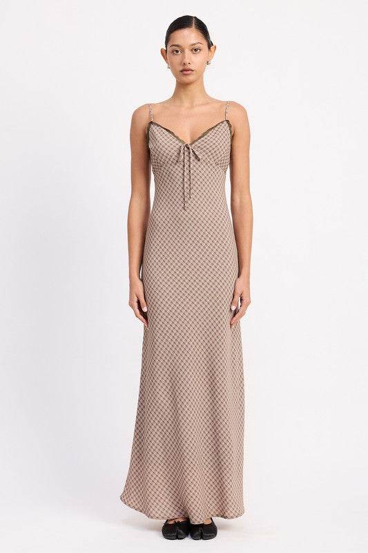 BIAS CUT FLARED MAXI DRESS WITH LACE TRIM - Shop Style & More | Fresh Looks, Everyday Deals & Free Shipping
