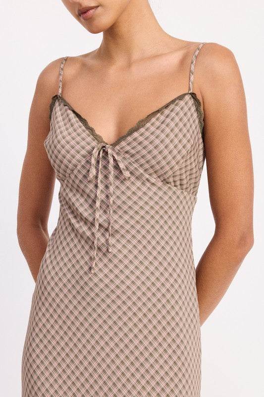 BIAS CUT FLARED MAXI DRESS WITH LACE TRIM - Shop Style & More | Fresh Looks, Everyday Deals & Free Shipping