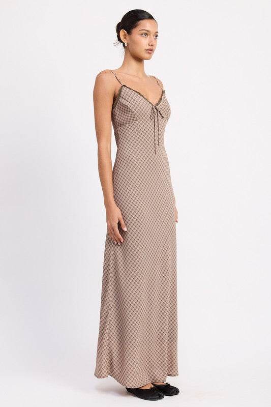 BIAS CUT FLARED MAXI DRESS WITH LACE TRIM - Shop Style & More | Fresh Looks, Everyday Deals & Free Shipping