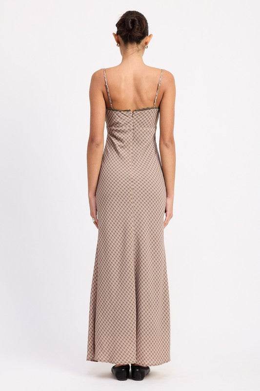 BIAS CUT FLARED MAXI DRESS WITH LACE TRIM - Shop Style & More | Fresh Looks, Everyday Deals & Free Shipping