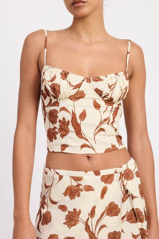 RUCHED FLORAL SWEETHEART CROP TOP - Shop Style & More | Fresh Looks, Everyday Deals & Free Shipping