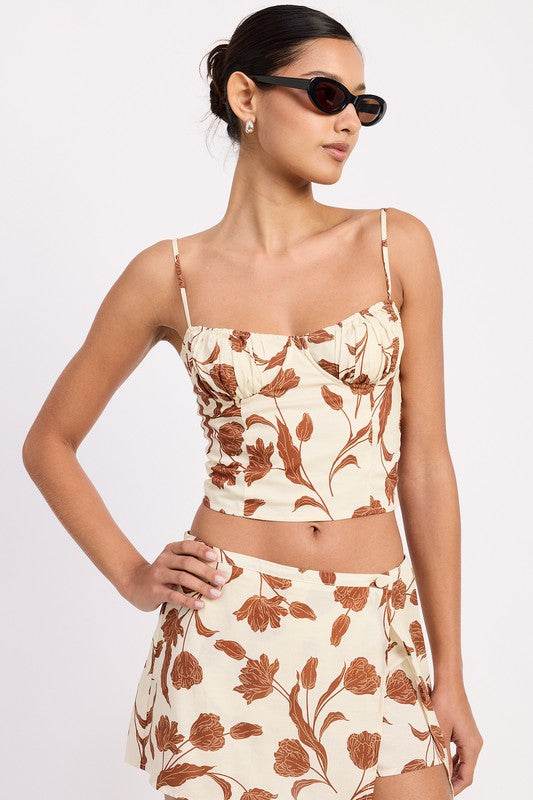 RUCHED FLORAL SWEETHEART CROP TOP - Shop Style & More | Fresh Looks, Everyday Deals & Free Shipping