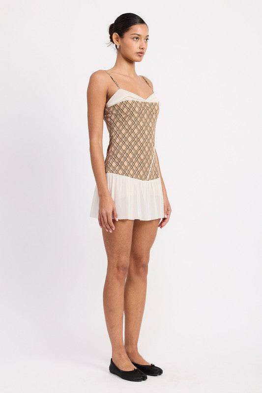 PLAID RUCHED MINI DRESS WITH CONTRAST TRIM - Shop Style & More | Fresh Looks, Everyday Deals & Free Shipping