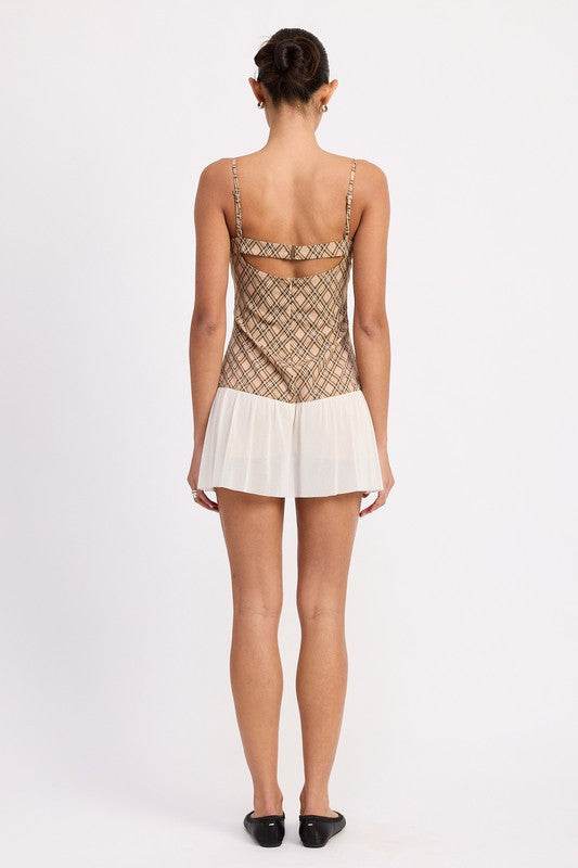 PLAID RUCHED MINI DRESS WITH CONTRAST TRIM - Shop Style & More | Fresh Looks, Everyday Deals & Free Shipping