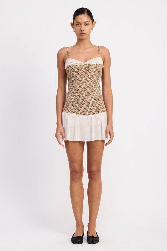 PLAID RUCHED MINI DRESS WITH CONTRAST TRIM - Shop Style & More | Fresh Looks, Everyday Deals & Free Shipping