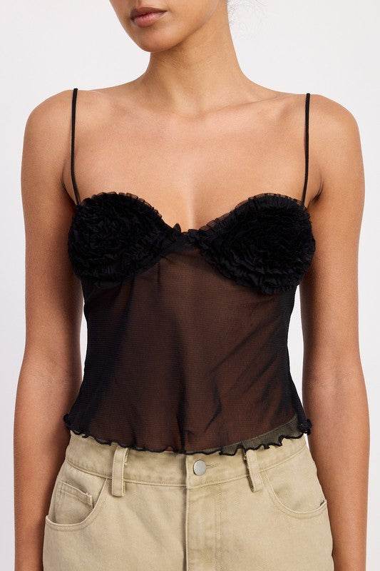SHEER MESH FLORAL CUP CAMI TOP - Shop Style & More | Fresh Looks, Everyday Deals & Free Shipping