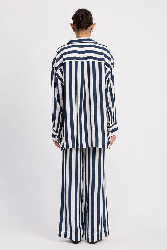 RELAXED FIT VERTICAL STRIPE BUTTON UP SHIRT - Shop Style & More | Fresh Looks, Everyday Deals & Free Shipping