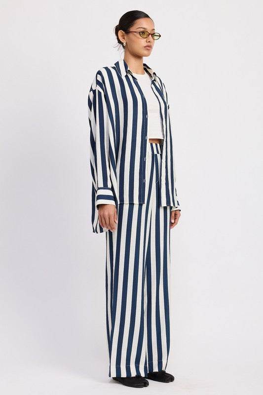 RELAXED FIT VERTICAL STRIPE BUTTON UP SHIRT - Shop Style & More | Fresh Looks, Everyday Deals & Free Shipping