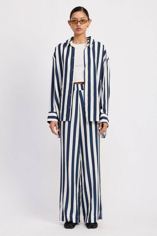 RELAXED FIT VERTICAL STRIPE BUTTON UP SHIRT - Shop Style & More | Fresh Looks, Everyday Deals & Free Shipping