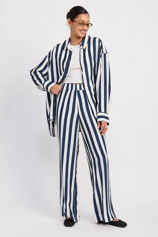 RELAXED FIT VERTICAL STRIPE BUTTON UP SHIRT - Shop Style & More | Fresh Looks, Everyday Deals & Free Shipping