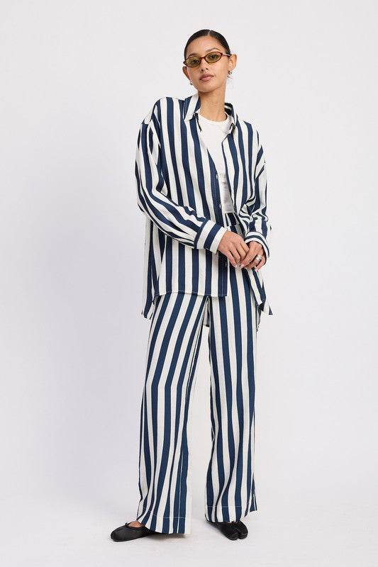 RELAXED FIT VERTICAL STRIPE BUTTON UP SHIRT - Shop Style & More | Fresh Looks, Everyday Deals & Free Shipping