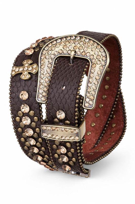 Crystal Cross Leather Western Belt - Shop Style & More | Fresh Looks, Everyday Deals & Free Shipping