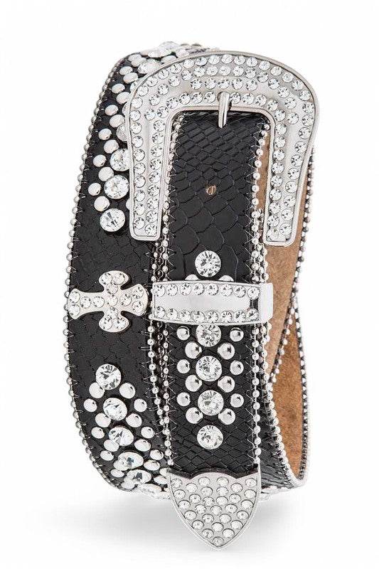 Crystal Cross Leather Western Belt - Shop Style & More | Fresh Looks, Everyday Deals & Free Shipping