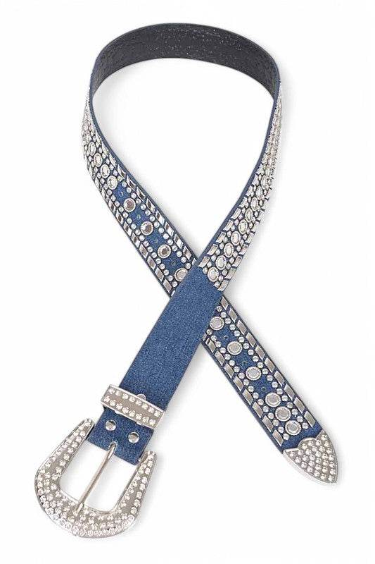Mix Stud Rhinestone Denim Western Belt - Shop Style & More | Fresh Looks, Everyday Deals & Free Shipping