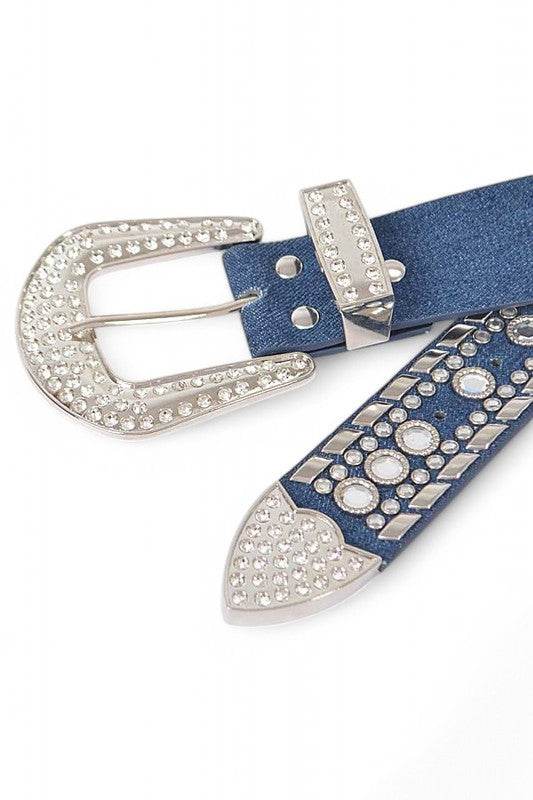 Mix Stud Rhinestone Denim Western Belt - Shop Style & More | Fresh Looks, Everyday Deals & Free Shipping