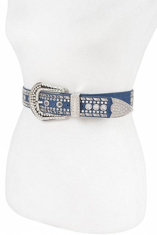 Mix Stud Rhinestone Denim Western Belt - Shop Style & More | Fresh Looks, Everyday Deals & Free Shipping