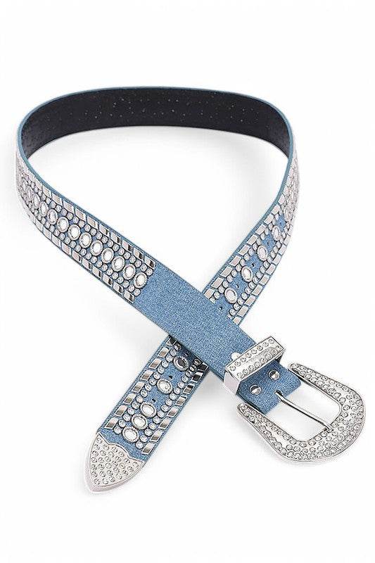 Mix Stud Rhinestone Denim Western Belt - Shop Style & More | Fresh Looks, Everyday Deals & Free Shipping