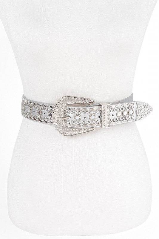 Mix Stud Rhinestone Denim Western Belt - Shop Style & More | Fresh Looks, Everyday Deals & Free Shipping
