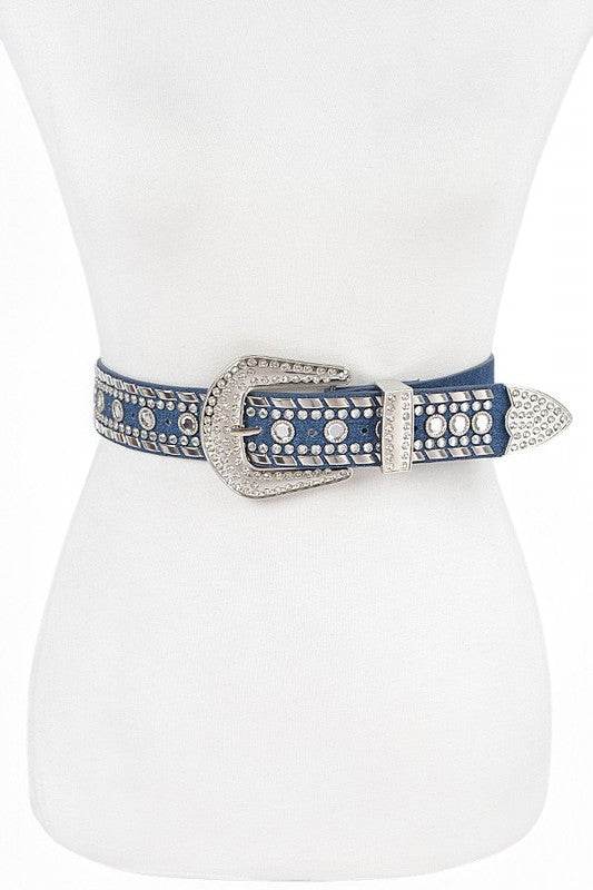 Mix Stud Rhinestone Denim Western Belt - Shop Style & More | Fresh Looks, Everyday Deals & Free Shipping