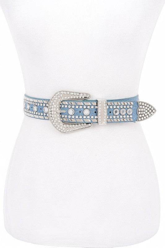 Mix Stud Rhinestone Denim Western Belt - Shop Style & More | Fresh Looks, Everyday Deals & Free Shipping
