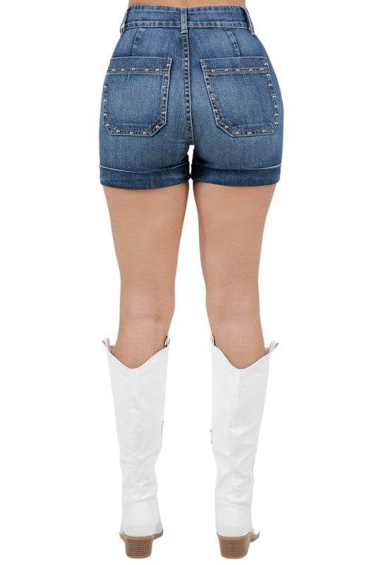 Willow Studded Denim Short in Dark Wash - Shop Style & More | Fresh Looks, Everyday Deals & Free Shipping