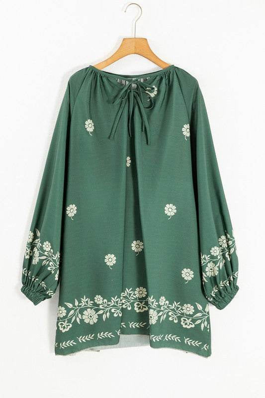 Tie Neck Boho Floral Puff Sleeve Shift Dress - Shop Style & More | Fresh Looks, Everyday Deals & Free Shipping