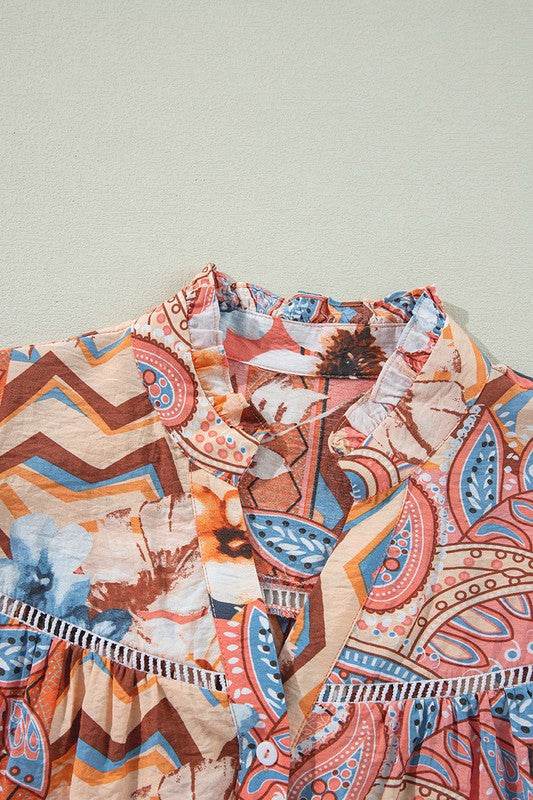 Floral Print Shirred Cuff Buttoned Loose Shirt - Shop Style & More | Fresh Looks, Everyday Deals & Free Shipping