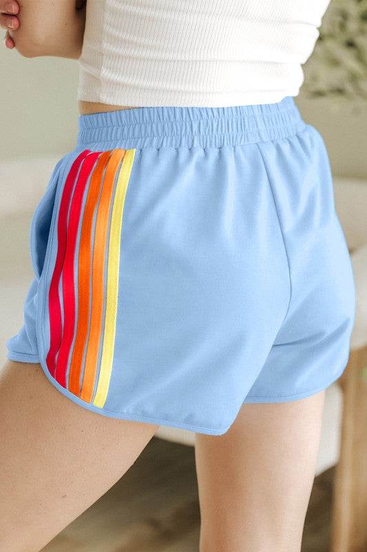 Color Block Elastic High Waist Active Shorts - Shop Style & More | Fresh Looks, Everyday Deals & Free Shipping