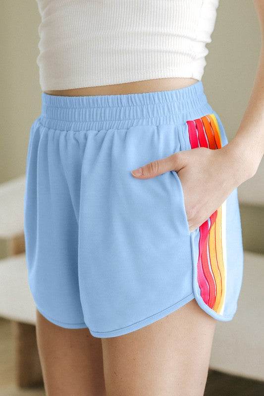 Color Block Elastic High Waist Active Shorts - Shop Style & More | Fresh Looks, Everyday Deals & Free Shipping