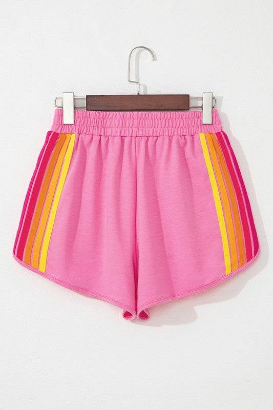 Color Block Elastic High Waist Active Shorts - Shop Style & More | Fresh Looks, Everyday Deals & Free Shipping