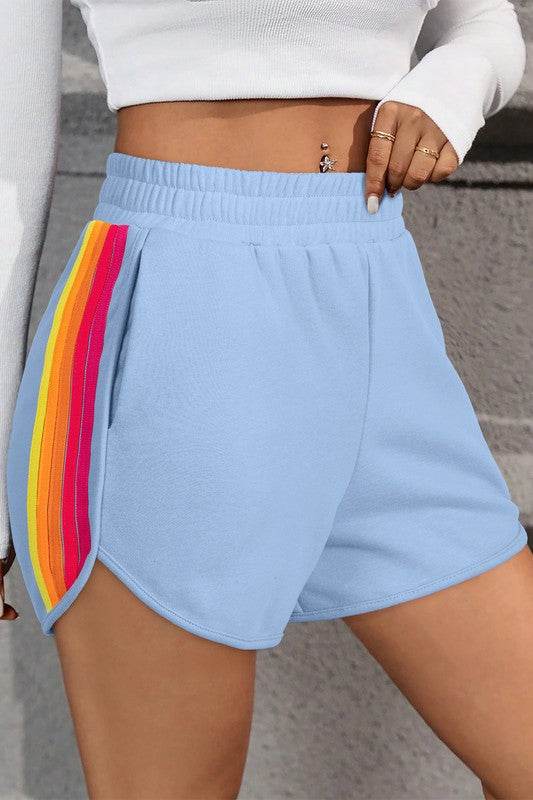 Color Block Elastic High Waist Active Shorts - Shop Style & More | Fresh Looks, Everyday Deals & Free Shipping